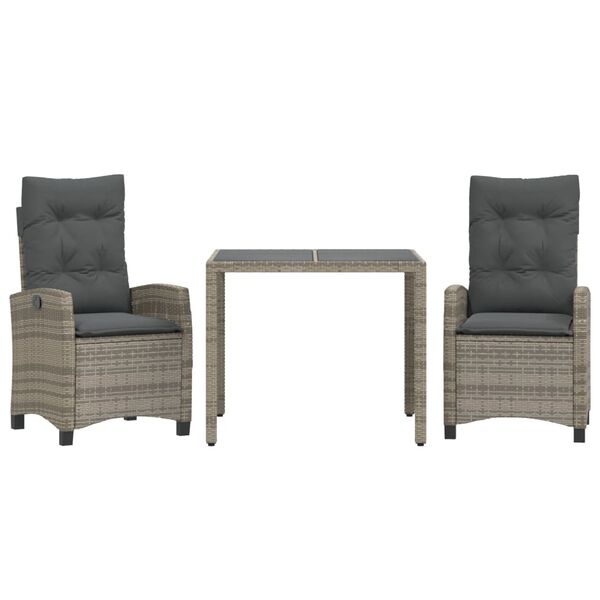vidaXL 5 Piece Garden Dining Set with Cushions Grey Poly Rattan