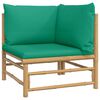 vidaXL 5 Piece Garden Lounge Set with Green Cushions Bamboo
