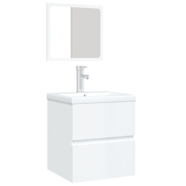 vidaXL Bathroom Sink Cabinet with Basin and Mirror High Gloss White