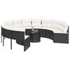 vidaXL Garden Sofa with Table and Cushions Round Black Poly Rattan