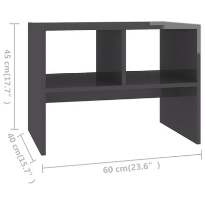 vidaXL Side Table High Gloss Grey 60x40x45 cm Engineered Wood