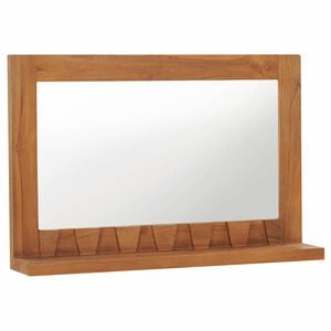 vidaXL Wall Mirror | Natural Teak | Solid Teak Wood | 60 cm | Wall Mounting