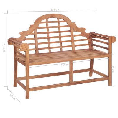 vidaXL Garden Bench with Cream Cushion 120 cm Solid Teak Wood