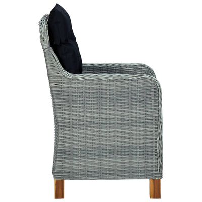 vidaXL Garden Chairs with Cushions 2 pcs Poly Rattan Light Grey
