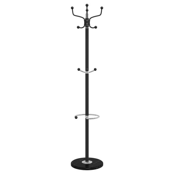 vidaXL Coat Stand with Umbrella Holder Black 180 cm Powder-coated Iron