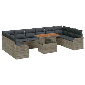 vidaXL Garden Sofa Set with Cushion 11 pcs Grey