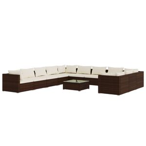 vidaXL 12 Piece Garden Lounge Set with Cushions Poly Rattan Brown