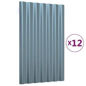 vidaXL Roof Panels 12 pcs Galvanised Steel Grey 60x36 cm