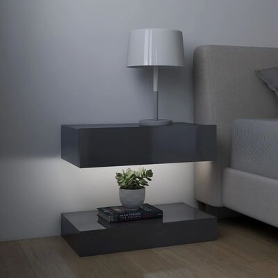 vidaXL TV Cabinets with LED Lights 2 pcs High Gloss Grey 60x35 cm