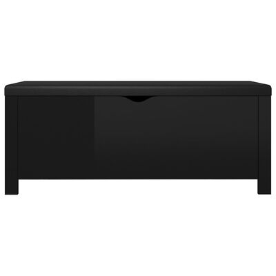 vidaXL Storage Box with Cushion High Gloss Black 105x40x45 cm Engineered Wood