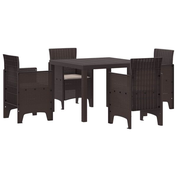 vidaXL Garden Dining Set 5 pcs Brown Polypropylene