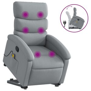 vidaXL Electric Stand up Massage Recliner Chair Light Grey Fabric