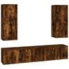 vidaXL 4 Piece TV Cabinet Set Smoked Oak Engineered Wood