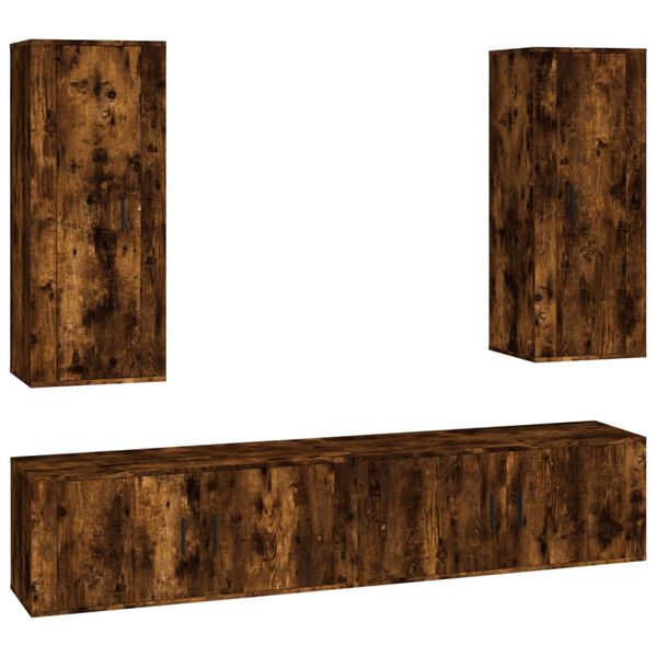 vidaXL 4 Piece TV Cabinet Set Smoked Oak Engineered Wood