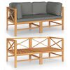 vidaXL 2-Seater Garden Sofa with Grey Cushions Solid Teak Wood