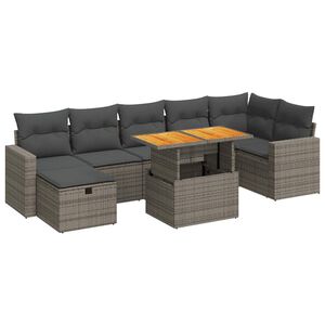 vidaXL 5 Piece Garden Sofa Set with Cushions Grey Poly Rattan Acacia