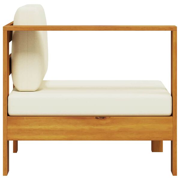 vidaXL Middle Sofa with 1 Armrest Cream White Solid Acacia Wood