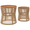 vidaXL Garden Side Tables 2 pcs with Wooden Top Beige Poly Rattan