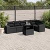 vidaXL 7 Piece Garden Sofa Set with Cushions Black Poly Rattan