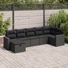 vidaXL 7 Piece Garden Sofa Set with Cushions Black Poly Rattan