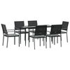 vidaXL 7 Piece Garden Dining Set with Cushions Poly Rattan and Steel
