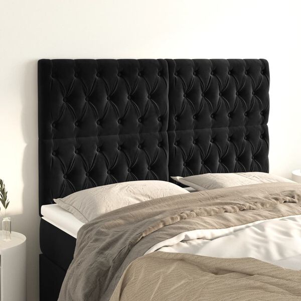 vidaXL Headboard Black 160x7x118/128 cm Velvet