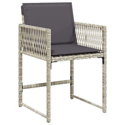 vidaXL Garden Chairs with Cushions 4 pcs Light Grey Poly Rattan