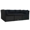 vidaXL 4 Piece Garden Lounge Set with Cushions Poly Rattan Black