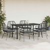 vidaXL 7 Piece Garden Dining Set with Cushions Black Poly Rattan Glass