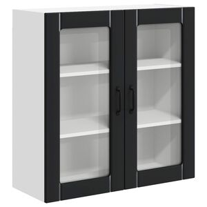 vidaXL Wall Glass Cabinet LUCCA Black 80 x 31 x 80 cm Engineered Wood