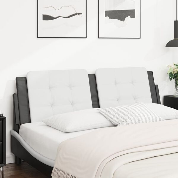 vidaXL Headboard Cushion "Zadar" Black and White 153 cm Faux Leather