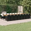 vidaXL 17 Piece Garden Dining Set with Cushions Black Poly Rattan