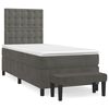 vidaXL Box Spring Bed with Mattress Dark Grey 106x203 cm King Single Size Velvet