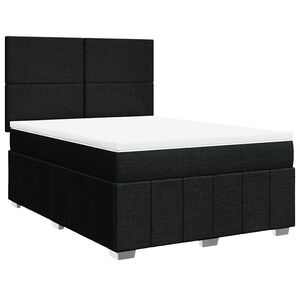 vidaXL Box Spring Bed with Mattress Black Queen Fabric