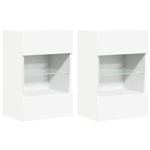 vidaXL Wall Cabinets with LED Lights for TV 2 pcs White 40x30x60,5 cm