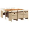 vidaXL 7 Piece Garden Dining Set with Cushions Beige Poly Rattan