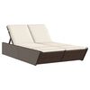 vidaXL Double Sun Lounger with Cushions Brown Poly Rattan
