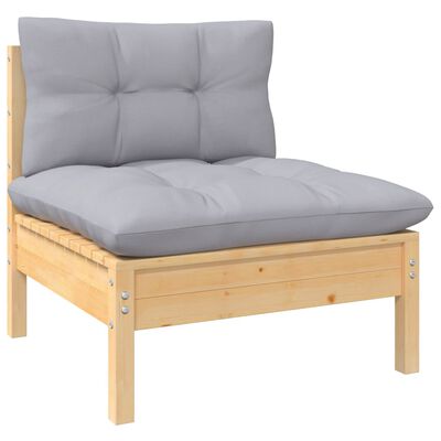 vidaXL 12 Piece Garden Lounge Set with Grey Cushions Solid Pinewood