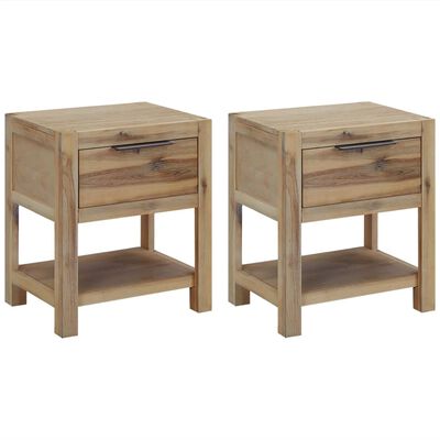 vidaXL Nightstands with Drawers 2 pcs 40x30x48 cm Solid Acacia Wood