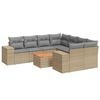 vidaXL 9 Piece Garden Sofa Set with Cushions Beige Poly Rattan