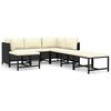 vidaXL 7 Piece Garden Lounge Set with Cushions Poly Rattan Black