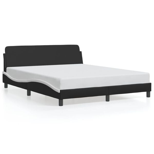 vidaXL Bed Frame "Dover" Black and White 152x203 cm Queen Faux Leather