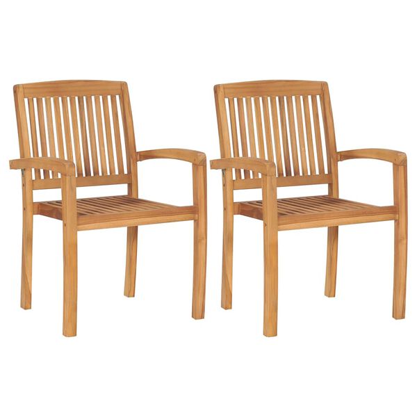 vidaXL Garden Chairs 2 pcs with Beige Cushions Solid Teak Wood
