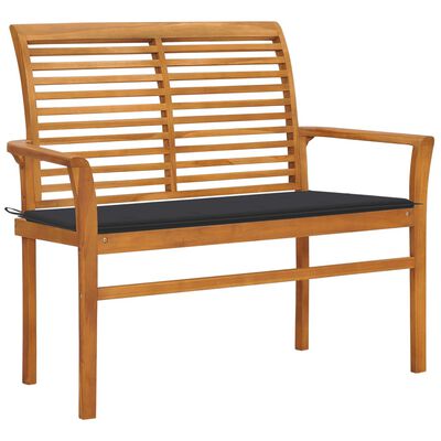 vidaXL Garden Bench with Anthracite Cushion 112 cm Solid Teak Wood