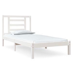 vidaXL Bed Frame | White | Solid pine wood | Single | Hardwood | Bed Frame