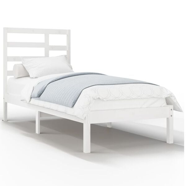 vidaXL Bed Frame without Mattress White Solid Wood 90x190 cm Single Single