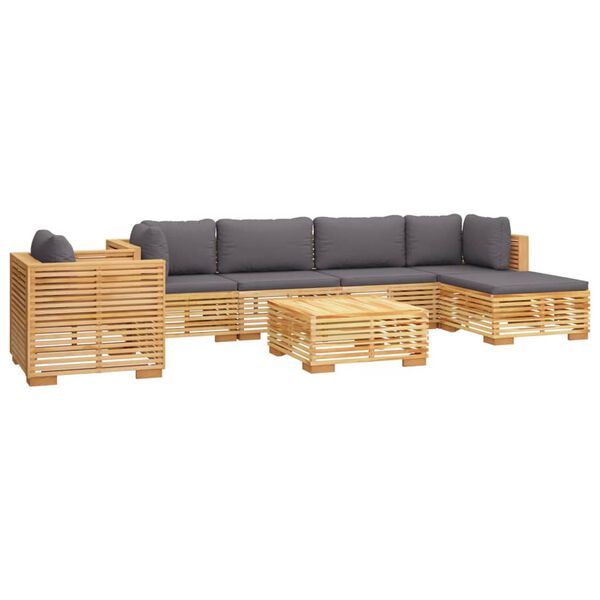 vidaXL 7 Piece Garden Lounge Set with Cushions Solid Wood Teak