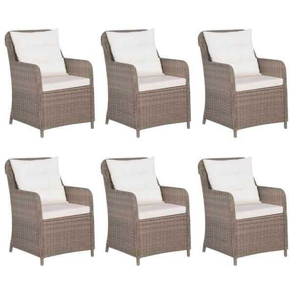 vidaXL 7 Piece Garden Dining Set Poly Rattan Brown