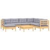vidaXL 8 Piece Garden Lounge Set with Grey Cushions Solid Pinewood