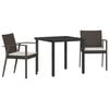 vidaXL Garden Dining Set 3 pcs Brown and Black PE Rattan